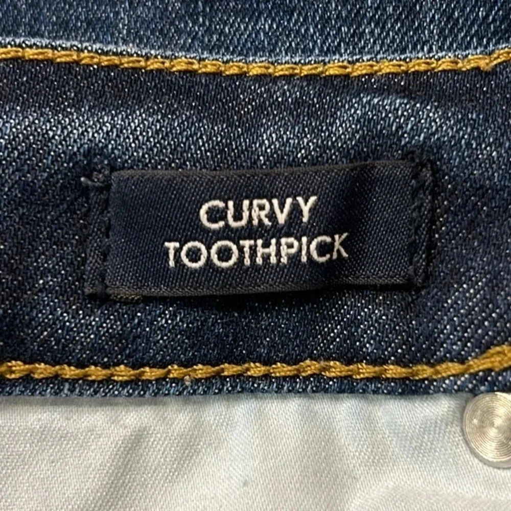 J. Crew High Waist Curvy Raw Hem Toothpick Blue Denim Jeans Size 32 Tall - Picture 7 of 11